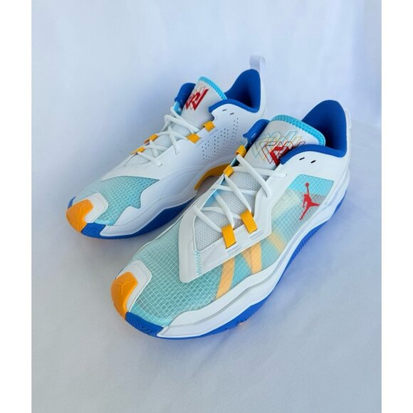 13 MEN'S NIKE JORDAN 1 ONE TAKE 4 WHITE BLUE DO7193-164 BASKETBALL SNEAKERS - Picture 2 of 9